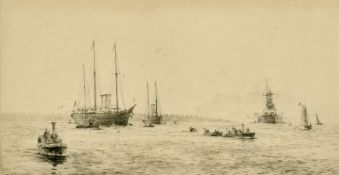 Rowland Langmaid (1897-1956) British, 'The Royal Yacht Victoria and Albert', etching, signed in