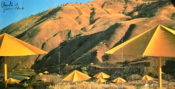 Christo and Jean-Claude, The Umbrellas USA, colour print, signed, 19.5