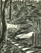 Hilda Frank (20th Century), 'The Zig-Zag, Selborne' and 'St Mary's, Selborne', a pair of woodcut