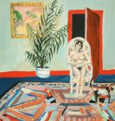 Graham Knuttel (b.1956), study of a female nude in an interior, watercolour and gouache, signed