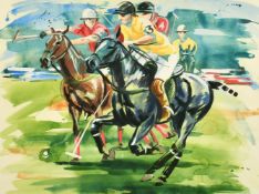 Louise Mizen (b.1961), a polo scene, watercolour, signed, 17