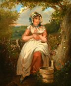 19th Century School, after James Ward, 'Stolen Moments', a young maid seated by a tree reading a