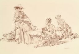 After William Russell Flint, A group of Idlers, collotype print, signed in pencil, 19.75