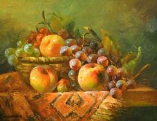 J. Howard (20/21st Century) A pair of still life of fruit, including grapes, apples and pears,