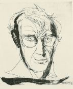 After Brett Whitely, Australian, a print of a gentleman wearing glasses, 9