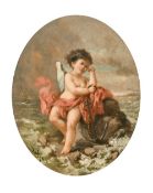 Charles Augustus Henry Lutyens (1829-1915) British, A pair of cherubs, one in a landscape holding