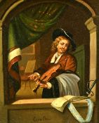 After Gerrit Dou, violinist at the window, oil on metal, 8.5