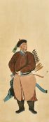 20th Century, A watercolour of a Qing Dynasty archer, 36