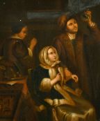 After Caspar Netscher, a physician examining a patient, oil on metal, 10