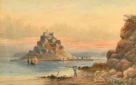 John Clarke Uren (1845-1932) British, A view of St. Michael's Mount, watercolour, signed, 8.5