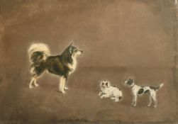 Henry Bernard Chalon (1770-1849) A study of three Dogs, pastel, signed and dated 1799, 10.75