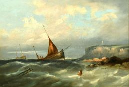 W.H. Williamson (1820-1883) British, Shipping off the coast, oil on canvas, signed, 8