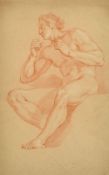 19th Century School, a chalk drawing of a classical male nude, 18.5