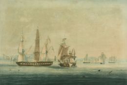 James Bailey, after Thomas Whitcombe, late 18th Century, a hand coloured aquatint, HMS Spartan