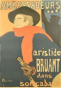 After Toulouse Lautrec, 'Ambassadeurs, Aristide Bruant', 20th Century, Colour Print, 35.5