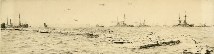 William Lionel Wyllie (1851-1931) British, Scapa Flow, etching, signed in pencil, 4