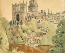 Desmond Barnes (b. 1921) British, a view of Durham Cathedral, watercolour, signed, 13.5