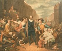 After Gustave Wappers, the self-sacrifice of Mayor Van Der Werff, watercolour, 20