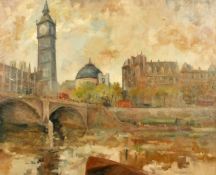 G. A. Ten Hoopen, circa 1945, a view of the Houses of Parliament, oil on canvas, signed and dated,