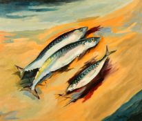 Phyllis Bray (1911-1991) British, A still life of three fish, oil on canvas, signed, 20