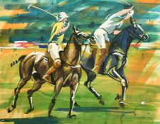 Louise Mizen (b.1961), a polo scene, watercolour, signed, 16