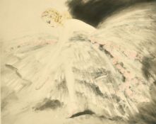 Louis Icart, Study of a Ballerina, etching with touches of watercolour, signed in pencil and
