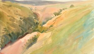 Howard Morgan (20th Century), colourful landscape, watercolour, signed, 13