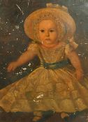 Provincial School 19th Century, Study of a child wearing a white dress with a blue sash, oil on