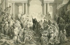 After Gustav Dore, Christ Entering Jerusalem, engraving, signed in pencil, 21
