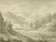 Early 19th Century English School, 'The Peat Moss near Barmouth', ink and wash, 8.75