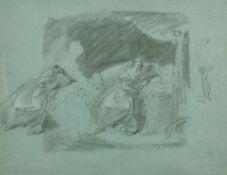 Attributed to Ary Scheffer (1795-1858), a study of female figures in an interior, signed, 9.5