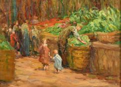 Florens Paul (20th Century), 'The Vegetable Market, The Green', oil on board, 10