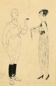 Helen Madeleine Mckie (1889-1957), a scene of a courting couple one a United States military