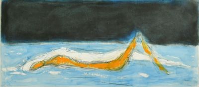 20th Century French School, A surreal study of serpentine forms, watercolour and gouache, initialled