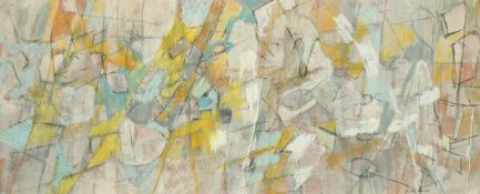 Anita de Caro (1909-1998), geometric abstract composition, watercolour and pastel, signed, 9