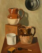 H. S. Eyre (19th Century), a still life of mixed kitchen objects, oil on board, signed and dated,
