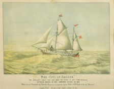 19th Century hand coloured lithograph of 'The City of Ragusa', the smallest craft that ever made the