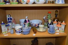 Staffordshire flat back figures and other decorative china.