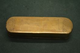 A Dutch brass tobacco box.