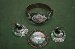 Eastern enamel decorated silver jewellery.
