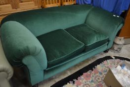 A Victorian green draylon upholstered drop-end settee.