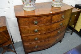 A George III mahogany bow front chest of drawers.