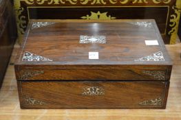 A Victorian mother-of-pearl inlaid rosewood writing slope.