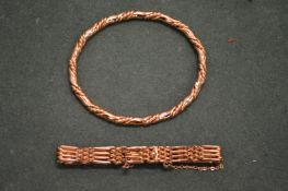 A gilt metal bangle etc.