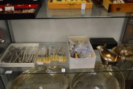 A set of twelve fish knives and forks with plated handles, a quantity of mother-of-pearl handled