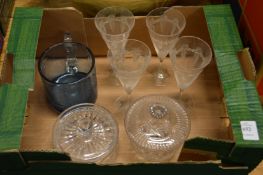 A small group of cut-glass ware.