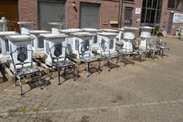 Eight painted aluminium garden chairs.