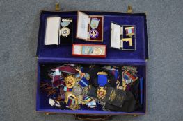 A case of Masonic medals and regalia.