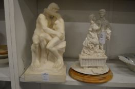 A Capodimonte porcelain group and plaster model of 