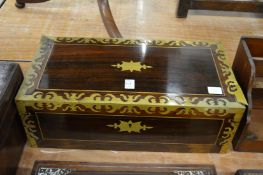 A Victorian brass bound rosewood writing slope.